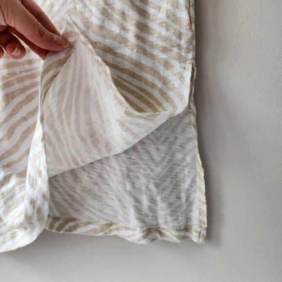 Denim & Co Naturals Maxi Dress | XXSP | Linen Blend Animal Print Zebra Tan Ivory - Picture 7 of 9